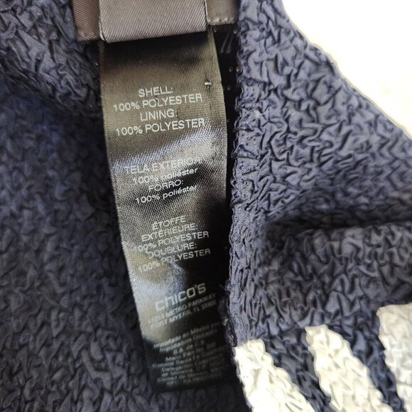 Chico's Travelers Long Cardigan Jacket sz 0 S/4 Crinkle Navy Blue Open Front NWT - Picture 7 of 13